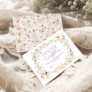 Spring Fairy Wildflower Garden Baby Luier Raffle Informatiekaartje