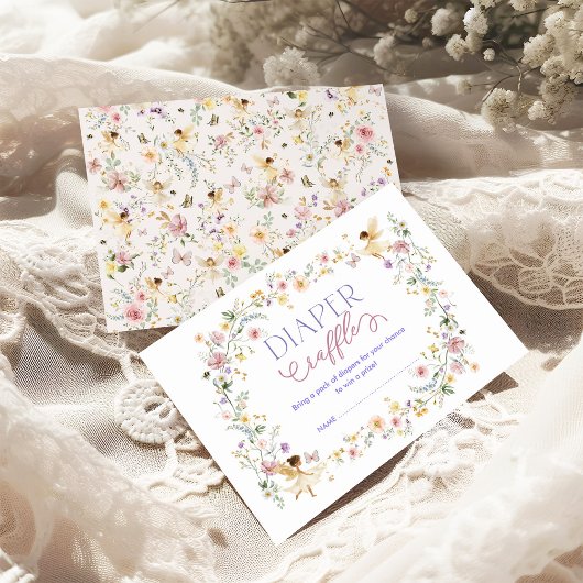 Spring Fairy Wildflower Garden Baby Luier Raffle Informatiekaartje