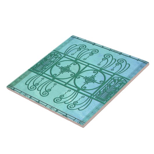 SPRING FANCY ART DECO: ELEGANT AQUA TEGELTJE (Zijkant)