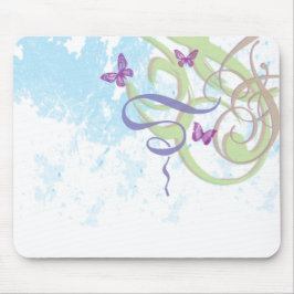 Spring Fantasy - Swirls & Butterflies - Mousepad Muismat