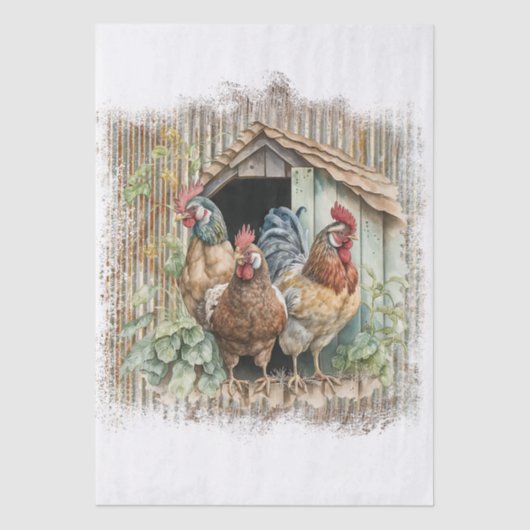 Spring Farm Chickens Tissuepapier (Voorkant)