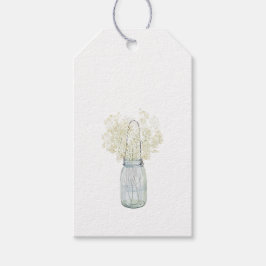 Spring Farmhouse Jar met White Flowers Cadeaulabel