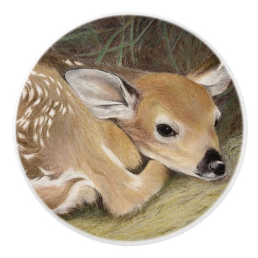 Spring Fawn Keramische Knop (Voorkant)
