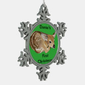 Spring Fawn Tin Sneeuwvlok Ornament (Links)