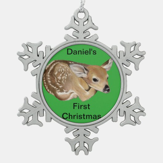 Spring Fawn Tin Sneeuwvlok Ornament (Voorkant)