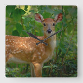 "Spring Fawn" Vierkante Klok (Voorkant)