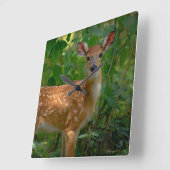 "Spring Fawn" Vierkante Klok (Hoek)