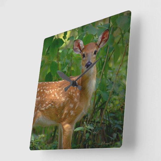 "Spring Fawn" Vierkante Klok (Hoek)