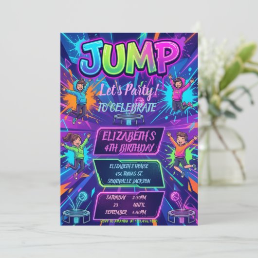 Spring feest met tie-dye neon glow sprong feest kaart (Staand voorkant)