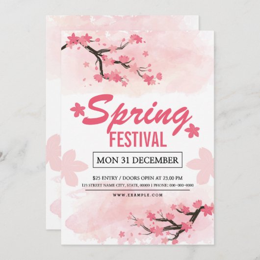 Spring Festival Flyer-Sjabloon Kaart (Voorkant / Achterkant)