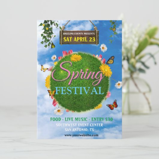 Spring Festival Flyer-Sjabloon Kaart (Staand voorkant)
