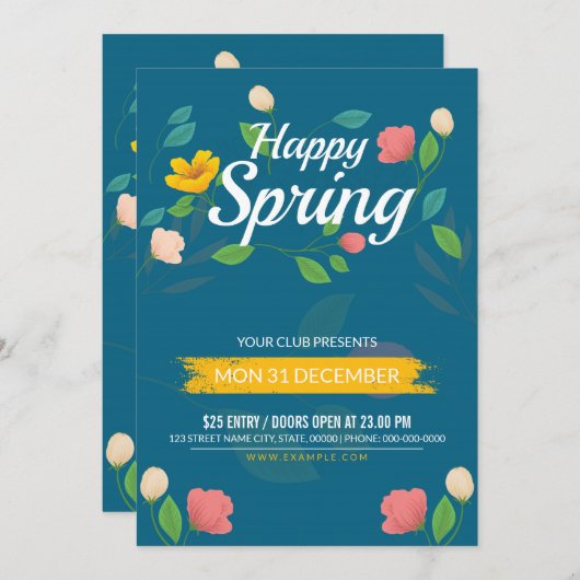 Spring Festival Flyer-Sjabloon Kaart (Voorkant / Achterkant)