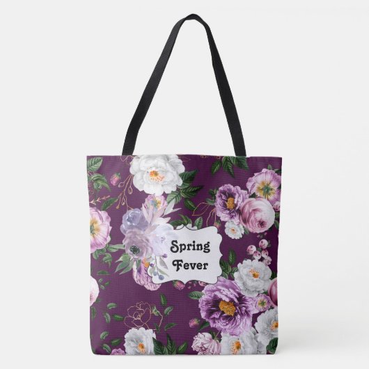 Spring Fever Paarse Bloemen Mode Tas (Voorkant)