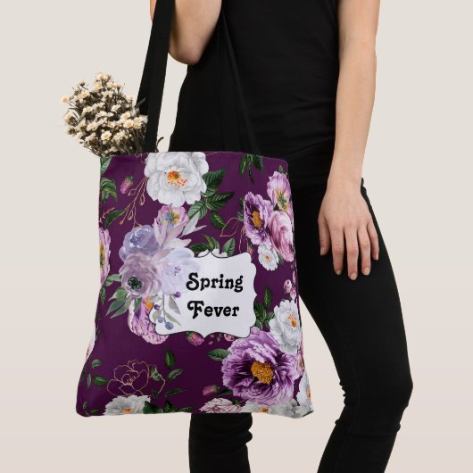 Spring Fever Paarse Bloemen Mode Tas (Dichtbij)
