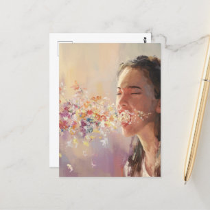 Spring Fever Woman Surreal Sneeze Briefkaart