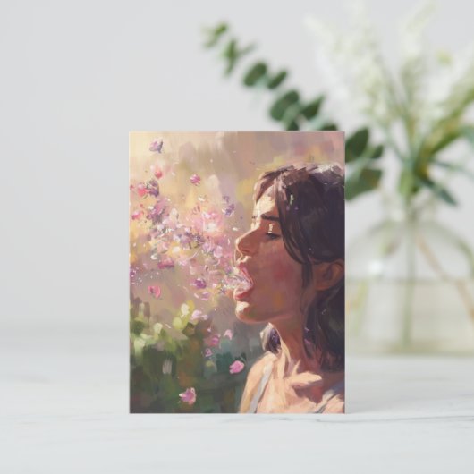 Spring Fever Woman surrealistisch Briefkaart (Staand voorkant)