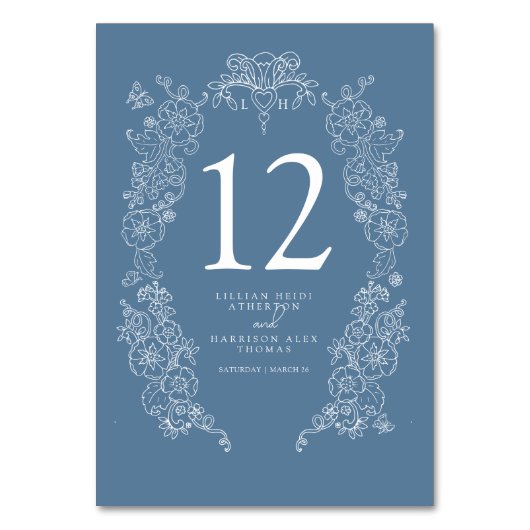 Spring Fleur de lis bruiloft blauw grijs wit Kaart (Achterkant)