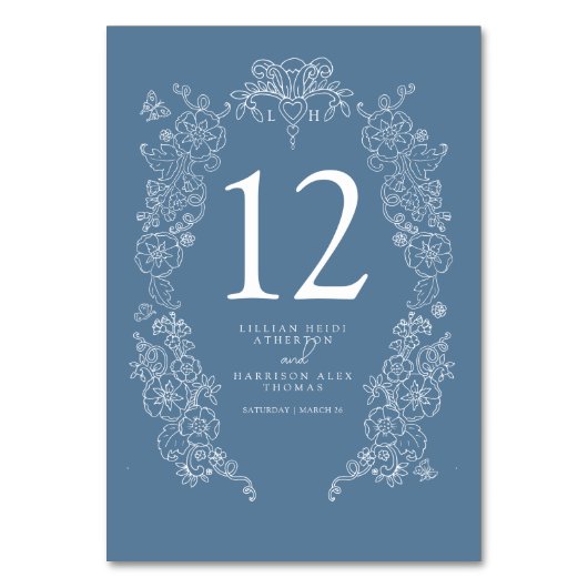 Spring Fleur de lis bruiloft blauw grijs wit Kaart (Voorkant)