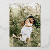 Spring Fleur de lis bruiloft grijs blauw Folie Uitnodiging (Achterkant)