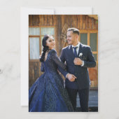 Spring Fleur de lis bruiloft marineblauw wit Kaart (Achterkant)