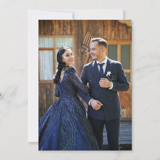 Spring Fleur de lis bruiloft marineblauw wit Kaart (Achterkant)