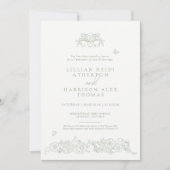 Spring Fleur de lis bruiloft salie groen wit kunst Kaart (Voorkant)