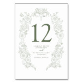 Spring Fleur de lis bruiloft salie groen wit kunst Kaart (Achterkant)