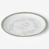 Spring Fleur de lis bruiloft salie groen wit Papieren Bordje (Gekanteld)
