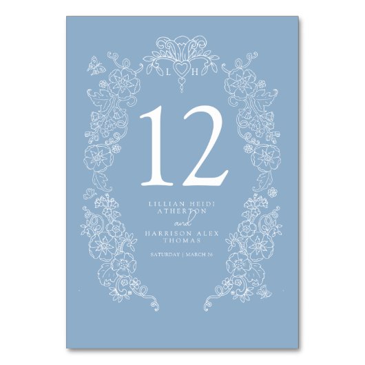 Spring Fleur de lis bruiloft stoffig blauw wit Kaart (Voorkant)