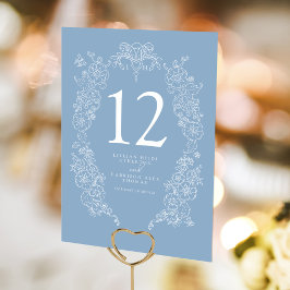 Spring Fleur de lis bruiloft stoffig blauw wit Kaart