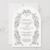 Spring Fleur de lis bruiloft zwart wit kunst foto Kaart (Voorkant)