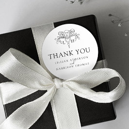 Spring fleur de lis elegante bruiloft dank u ronde sticker