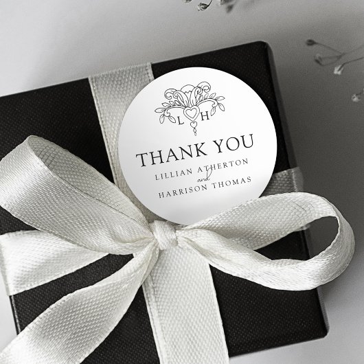 Spring fleur de lis elegante bruiloft dank u ronde sticker