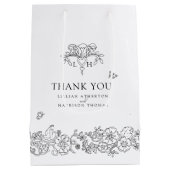 Spring fleur de lis elegante mono bruiloft dank u medium cadeauzakje (Achterkant)