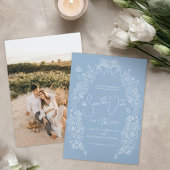Spring Fleur de lis kunst blauw wit foto bruiloft Save The Date