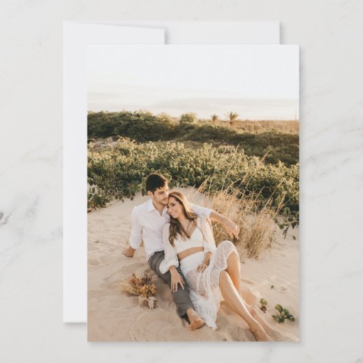 Spring Fleur de lis kunst blauw wit foto bruiloft Save The Date (Achterkant)