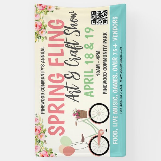 Spring Fling Banner met qr-code (Verticaal)
