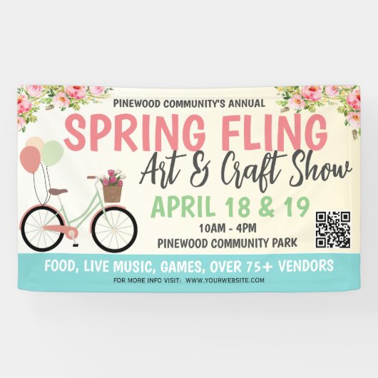 Spring Fling Banner met qr-code (Horizontaal)