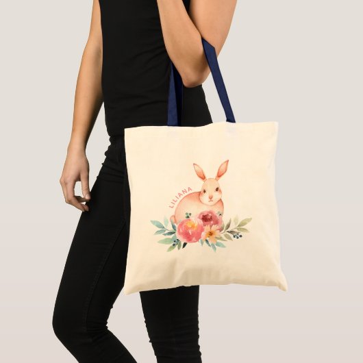 Spring Fling Easter Bunny | Gepersonaliseerd Tote Bag (Voorkant (product))