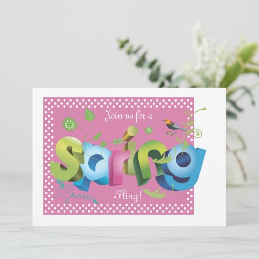 Spring Fling Invitation Kaart (Staand voorkant)