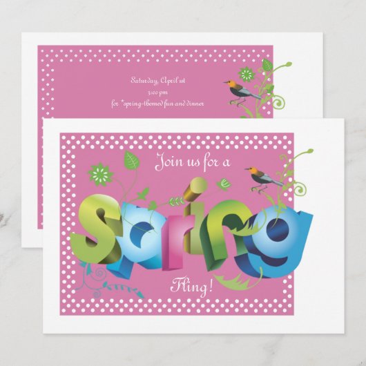 Spring Fling Invitation Kaart (Voorkant / Achterkant)