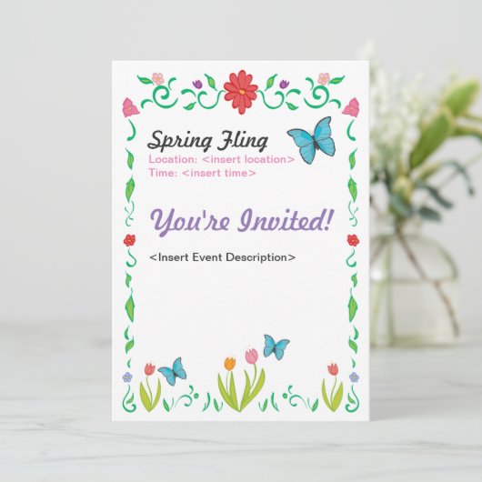Spring Fling Invite Kaart (Staand voorkant)