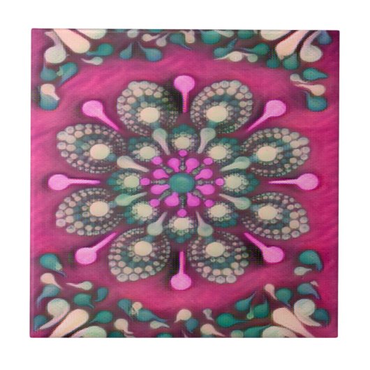 Spring Fling Magenta Mandala Tegeltje (Voorkant)