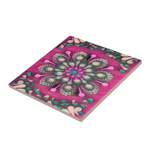 Spring Fling Magenta Mandala Tegeltje (Zijkant)