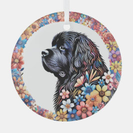 Spring Fling Newfoundland Hondenglas Ronde Ornamen Glas Ornament