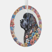 Spring Fling Newfoundland Hondenglas Ronde Ornamen Glas Ornament (Voorkant Rechts)
