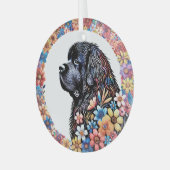 Spring Fling Newfoundland Hondenglas Ronde Ornamen Glas Ornament (Voorkant links)