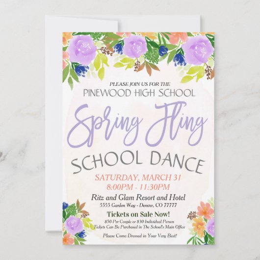 Spring Fling School Dance Kaart (Voorkant)