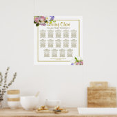 Spring Floral 14 Table Gold Wedding Seating Chart Poster (Keuken)