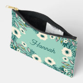 Spring Floral Accessory Pouch – White & Teal Etui (Open)